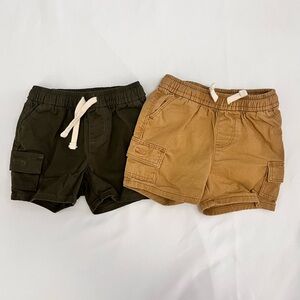 Kids Cargo Shorts Set - Dark Green and Tan